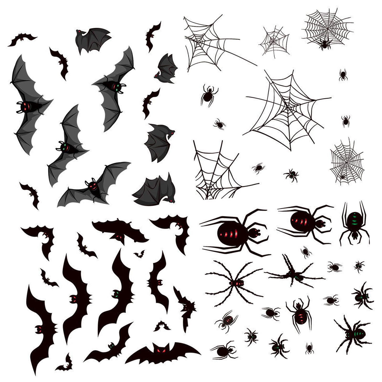 Magideal - Pegatinas De Murciélago De Halloween, Ventana De Miedo, Película Adhesiva Estática, Decoración De Pared Gótica Espeluznante, Telaraña, Murciélago Para