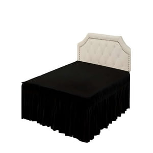 Genérico - Faldon De Cama Sin Funda Plaza Y Media Negro
