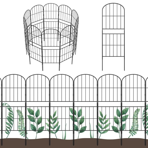 Cerca decorativa para jardín OUSHENG, paquete de 10, metal resistente al óxido