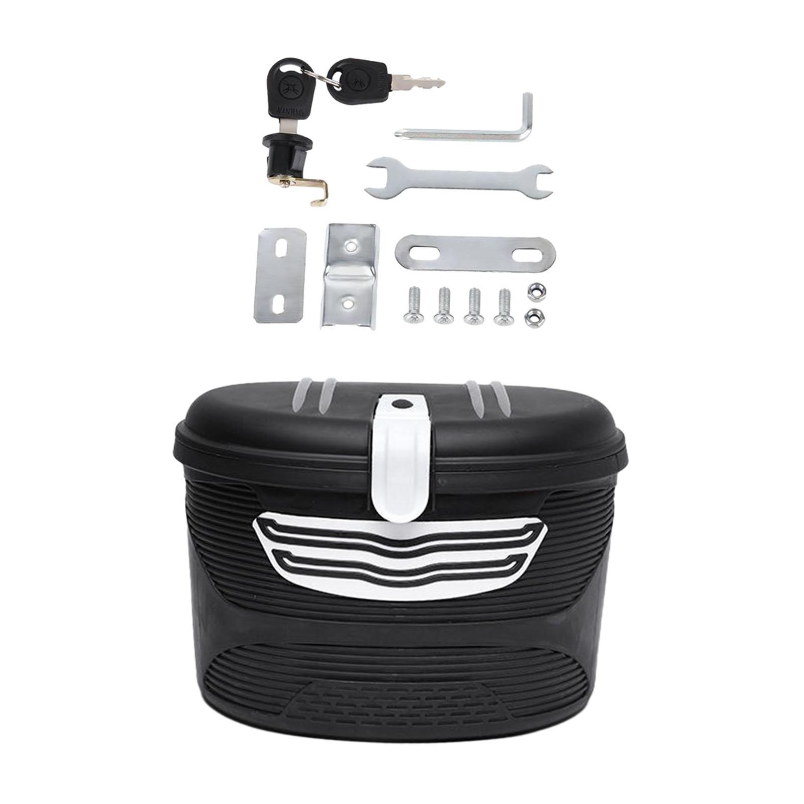 Magideal - Cesta Para Bicicleta Eléctrica, Portaequipajes Para Bicicleta, Diseño Con Candado, Organizador De Artículos Diversos, Práctica Cesta Para Ciclismo De Negro Blanco S