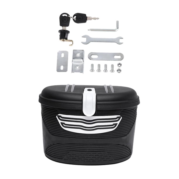 Canasta De Bicicleta Eléctrica Con Cerradura Con Bolso De Revestimiento Para Andar En Bicicleta Ciclismo De Bicicleta De Calle Blanca L