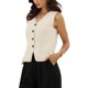 thumbnail image 4 of INSPIRE CHIC Chaleco a Rayas para Mujer Cuello en V Abotonado Sin Mangas Casual Talla XL Beige, 4 of 6