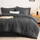 thumbnail image 3 of Juego de cama CozyLux King Seersucker, edredón gris oscuro, 7 piezas, 3 of 8