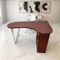 Velazio - Escritorio En L Columbia 120 Cm Con Repisas Bajo Llave Teca