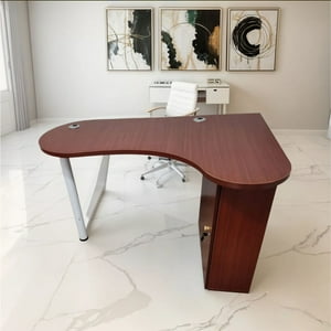 Velazio - Escritorio En L Columbia 120 Cm Con Repisas Bajo Llave Teca