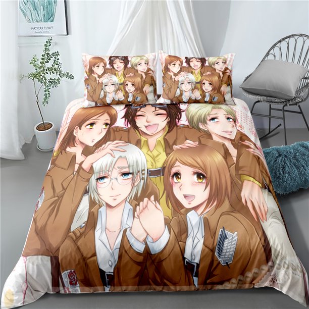 Fashion Anime Attack on Titan Home Textile Pillow Case Bed Linen Duvet Covers Kids Comforter Bedding Sets For Home Textiles Bed Sheets