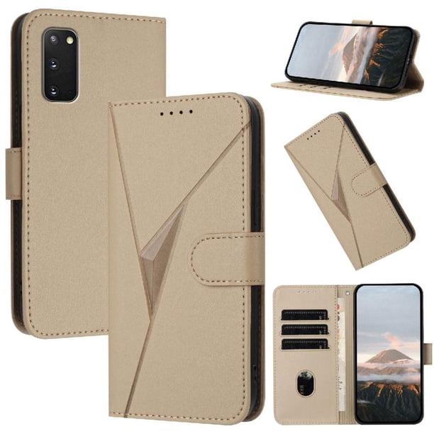Funda Cartera Fibra de Carbono para Samsung Galaxy S20 FE con Soporte y Cierre Magnético Oro