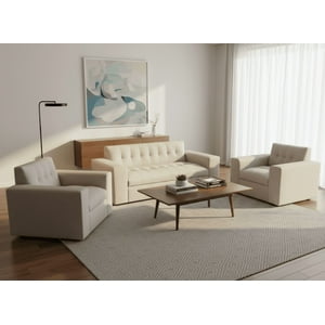 Muebles New - Juego De Living Tres Cuerpos Beige Lino