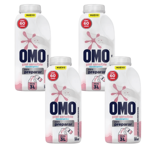 Omo 4 Pack Detergente Hipoalergénico Para Diluir 500ml