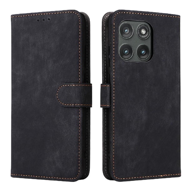 Funda Billetera para Motorola Moto Edge 5G 2025 con Soporte - Cartera de Cuero con Ranuras Negro