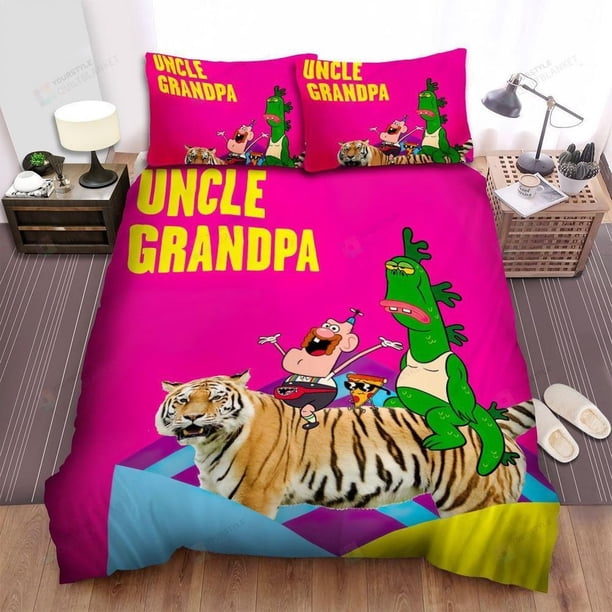 Uncle Grandpa Main Characters Artwork Quilt Duvet Cover Set Super 3-Piece Bedding Set