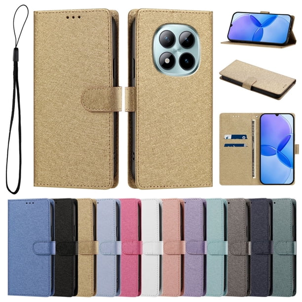 Cartera Funda para Xiaomi Redmi Note 15 Pro Plus 5G Carga Inalámbrica, Dorado