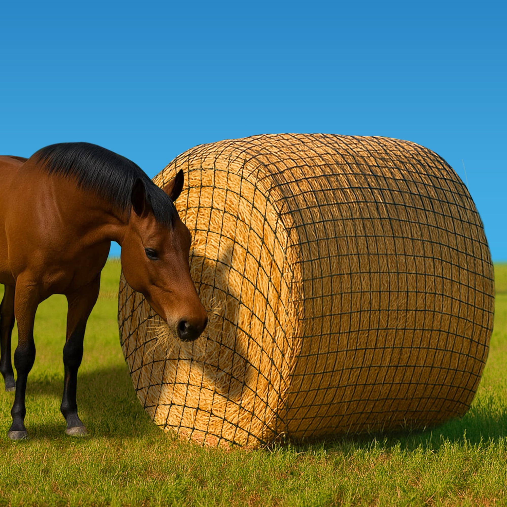 Red redonda para heno NETYSAY de 5 x 5 pies para caballos, agujero de 2 pulgadas