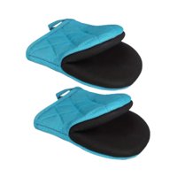 Magideal - 2 Piezas Guantes De Horno De Horno Corto Al Horno Multipropósito Anti Slip Horno Soporte Para Olla De Bote De Soporte Para Macetas Para La Barbacoa De Azul