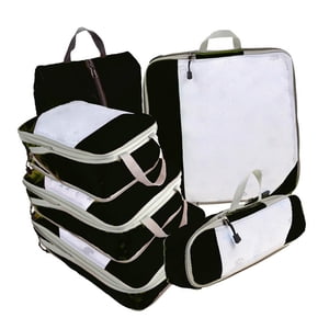 Magideal - 6 Organizadores Portátiles Para Maletas De Equipaje Para Almacenamiento De Bolsas De Malla, Cubos De Embalaje De Compresión Expandibles Para Almacenam , Negro