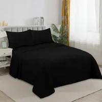 Casadeliacl - Sábanas W.M G Juego De 200 Hilos Para Colchón 2 Plazas Negro Liso