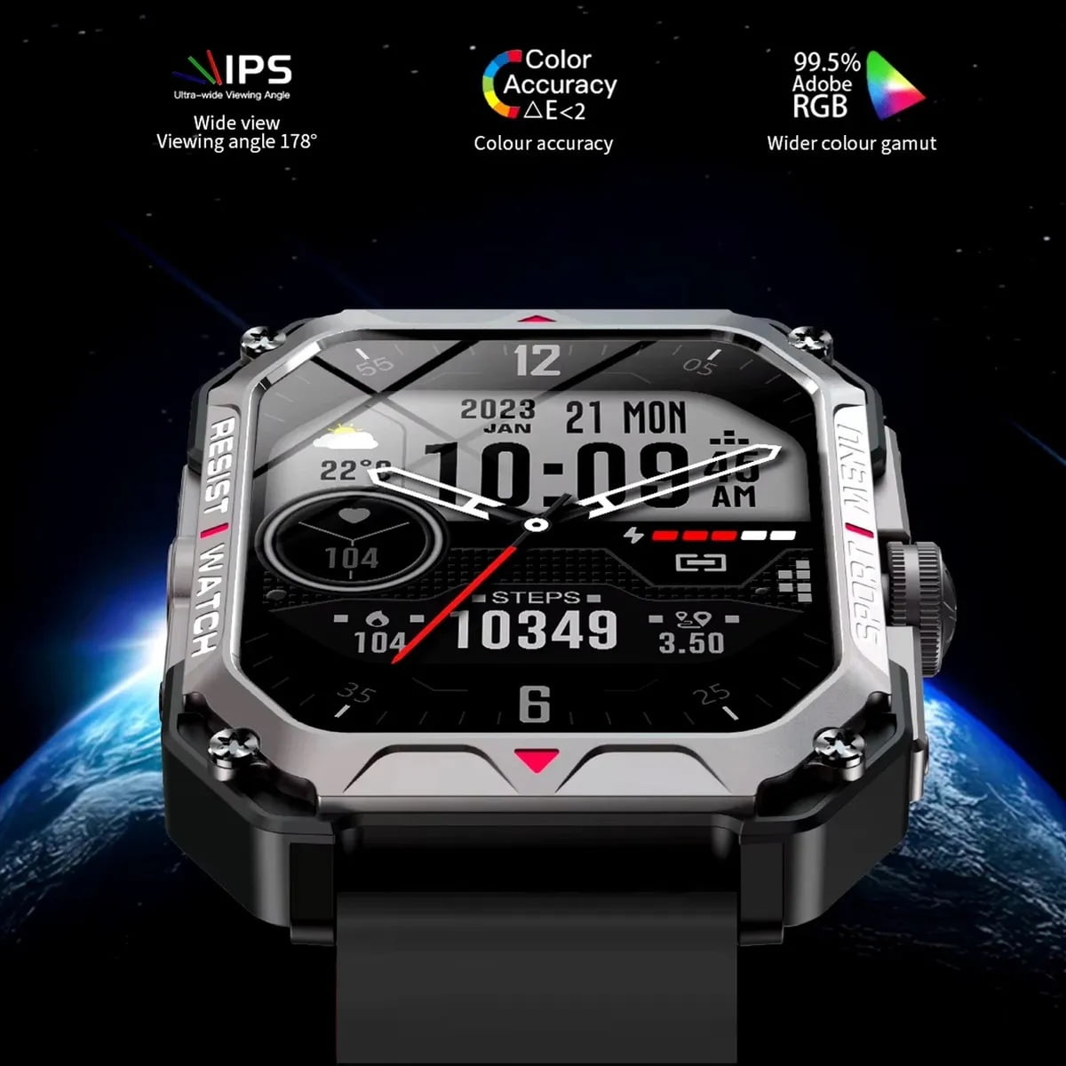 Vidvie - Smartwatch Deportivo Reloj Inteligente Táctil Outdoor Ip68