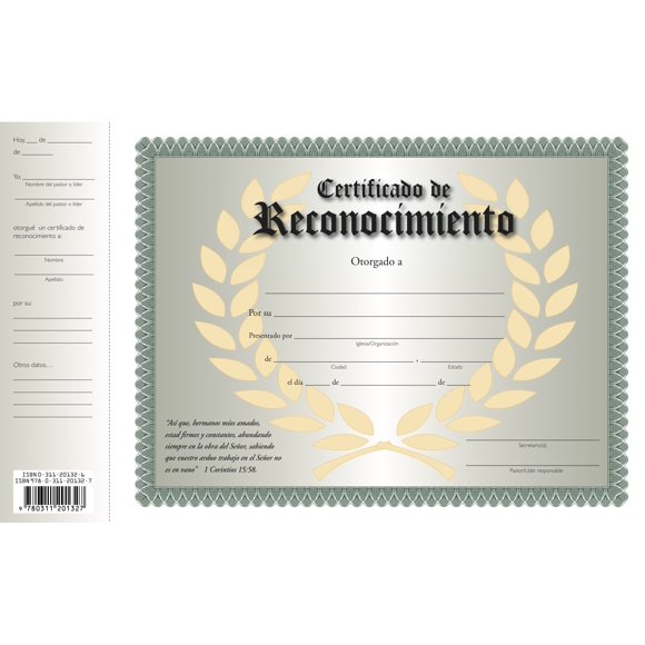 Certificado de Reconocimiento Casa Bautista de Pubns