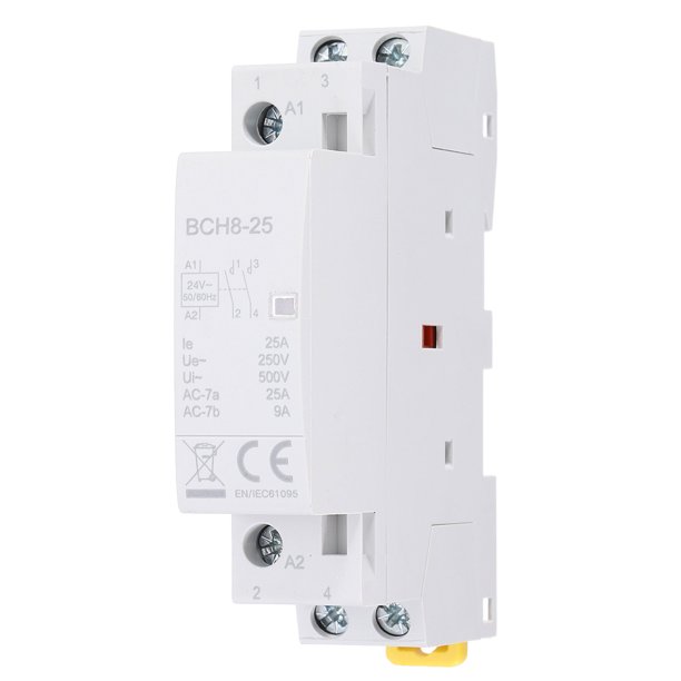 Contactor de CA Uxcell 25A 2 Polos 2NO 24V Control de Circuito de Carga e Iluminación Montaje en Riel DIN