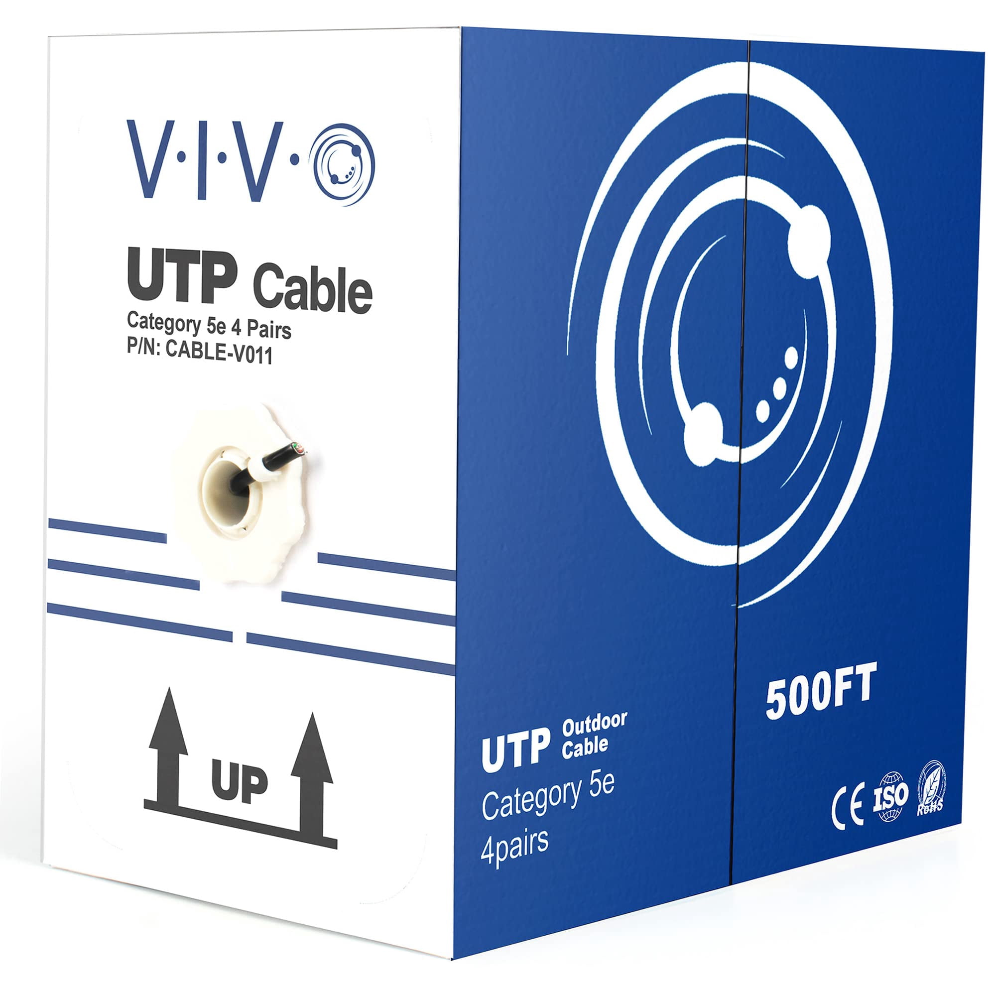 Vivo - Cable Ethernet Cable V011 Cat5e 500 Pies Resistente Al Agua Negro