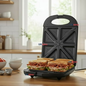 Raf - Sandwichera Eléctrica Antiadherente Tostadora 4 Sándwich 1000W De Potencia