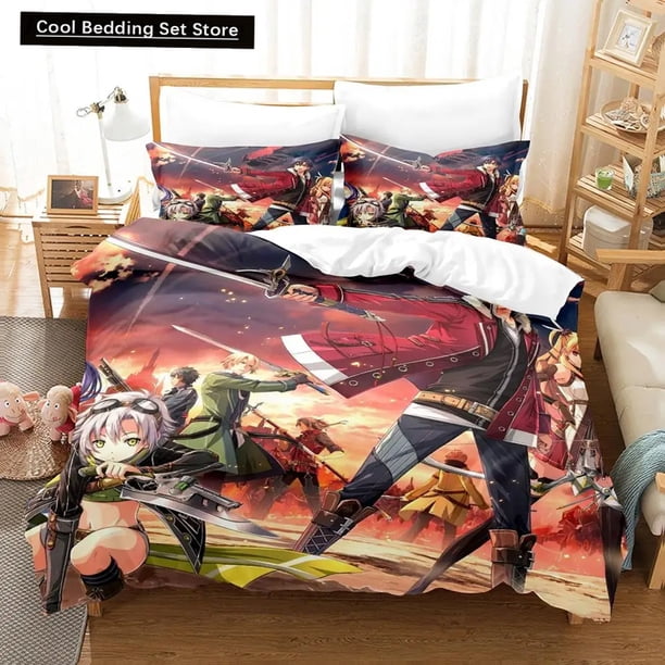 Anime Legend of Heroes Bedding Set Duvet Cover Bed Set Quilt Cover Pillowcase Comforter Size Boys Adult Bedding Set Bed Sheets