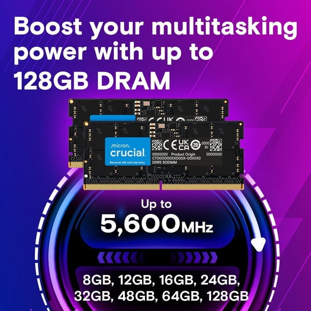 Memoria RAM Crucial 32GB DDR5 Kit 2x16GB 5600MHz SODIMM | Lider