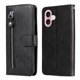 thumbnail image 1 of Funda tipo cartera para iPhone 16 Plus con bolsillo con cremallera y ranuras para tarjetas – Función de soporte Negro, 1 of 6