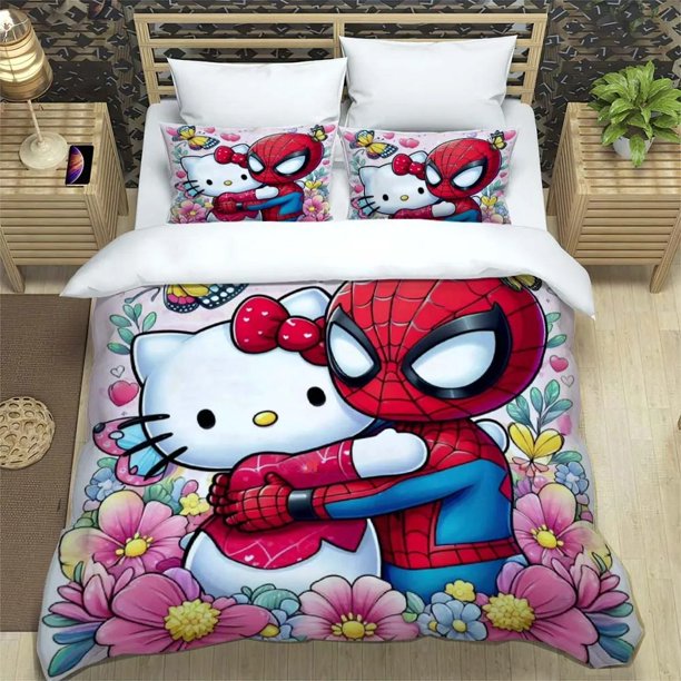 Hello Kitty Cartoon Bedding Set 3D Digital Printing Breathable Comfort 100% Polyester Bedroom Decoration Children's Gifts Bed Sheets