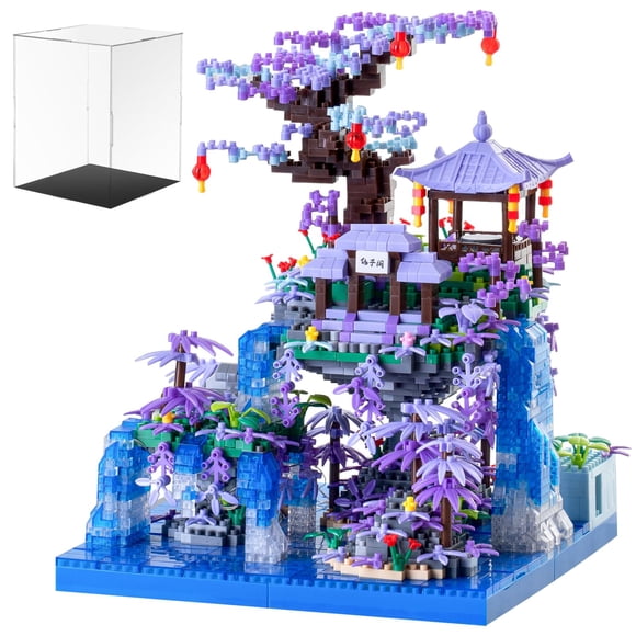Set de bloques de construcción APENGBAOL Peach Blossom Pond con pantalla