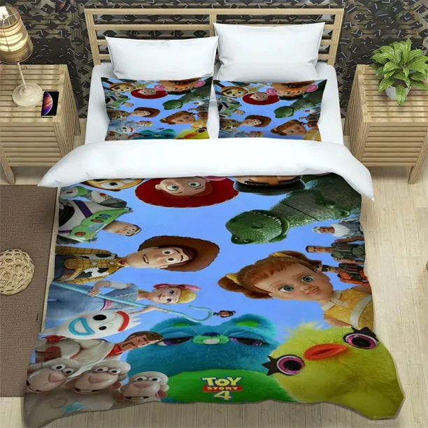 v1102 Bed Sheets Cartoon Toy Story Lotso Bedding Sets exquisite bed supplies set duvet cover bed comforter set bedding set luxury birthday gift 3-Piece Bedding Set (1 Duvet Cover + 2 Pillow Shams) Bed