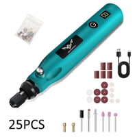 Jenabom - Herramienta Rotativa Inalámbrica Azul, Juego De Accesorios De 25 Piezas, Kit De Herramienta Rotativa Eléctrica Con Carga Usb Y Velocidad Variable, Adecuada Para Proyectos De Manualidades.