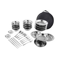 Ioensy - Juego De Platos Y Cuencos De Acero Inoxidable Para Acampar, Duraderos, Para Viajes Familiares, Fiestas, 30 Uds.