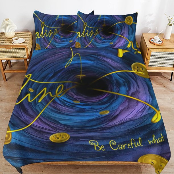 Coraline Duvet Cover Set 3 Piece Bedding Set Double Sided Printing Decorative Comforter Cover Set