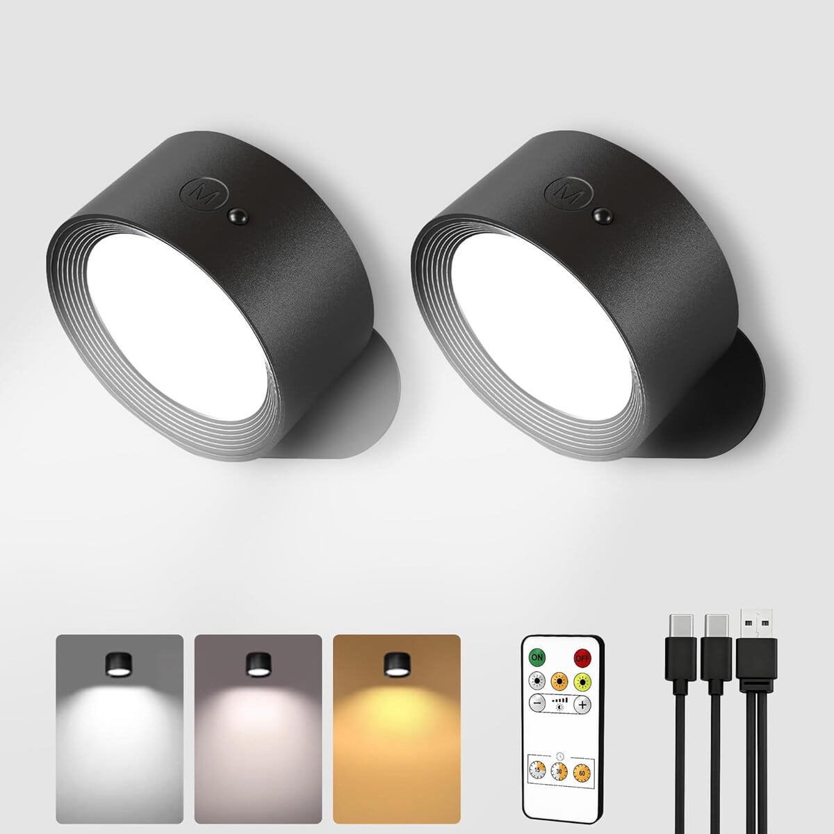 Aplique Led Ametheus Wl02 Recargable 3c 2 Pack Control Remoto