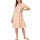 thumbnail image 2 of INSPIRE CHIC Vestido Vintage de Mujer con Cuello Peter Pan, Cintura Alta, Midi Flowy, Manga Abullonada, Floral, XS Rosa, 2 of 7