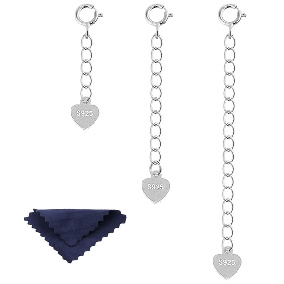 Cadena extensora de collar ALEXCRAFT de plata de ley (2,5, 5, 7,5 cm)