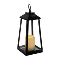Vgo - Fanal Plástico Con Vela Led 32X14X14 Cm Negro Desteñido