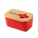 thumbnail image 4 of Caja De Almacenamiento De Mantequilla De Queso Caja De Queso Caja De Conservación Multiusos Plato De Mantequilla De Cerámica Rojo, 4 of 5