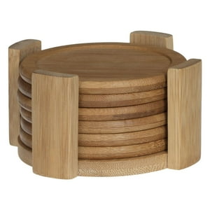 Secret De Gourmet - Set De 6 Posavasos Con Soporte De Bambú