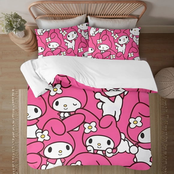 My Melody Soft 3D Printed Duvet Cover Bedding Set with Comforter Cover 3 Piece Set