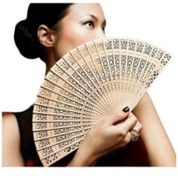 Genérico - Abanico Madera Sandalo Diseño Flores Aa90