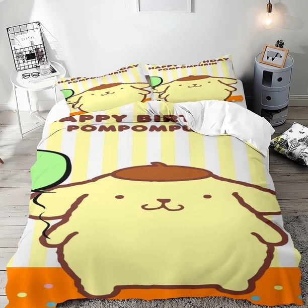 Sanrio Pudding Dog Upper Set 3D Digital Printed Duvet Cover Soft 100% Polyester Cartoon Children's Gift Bedroom Set Bed Sheets