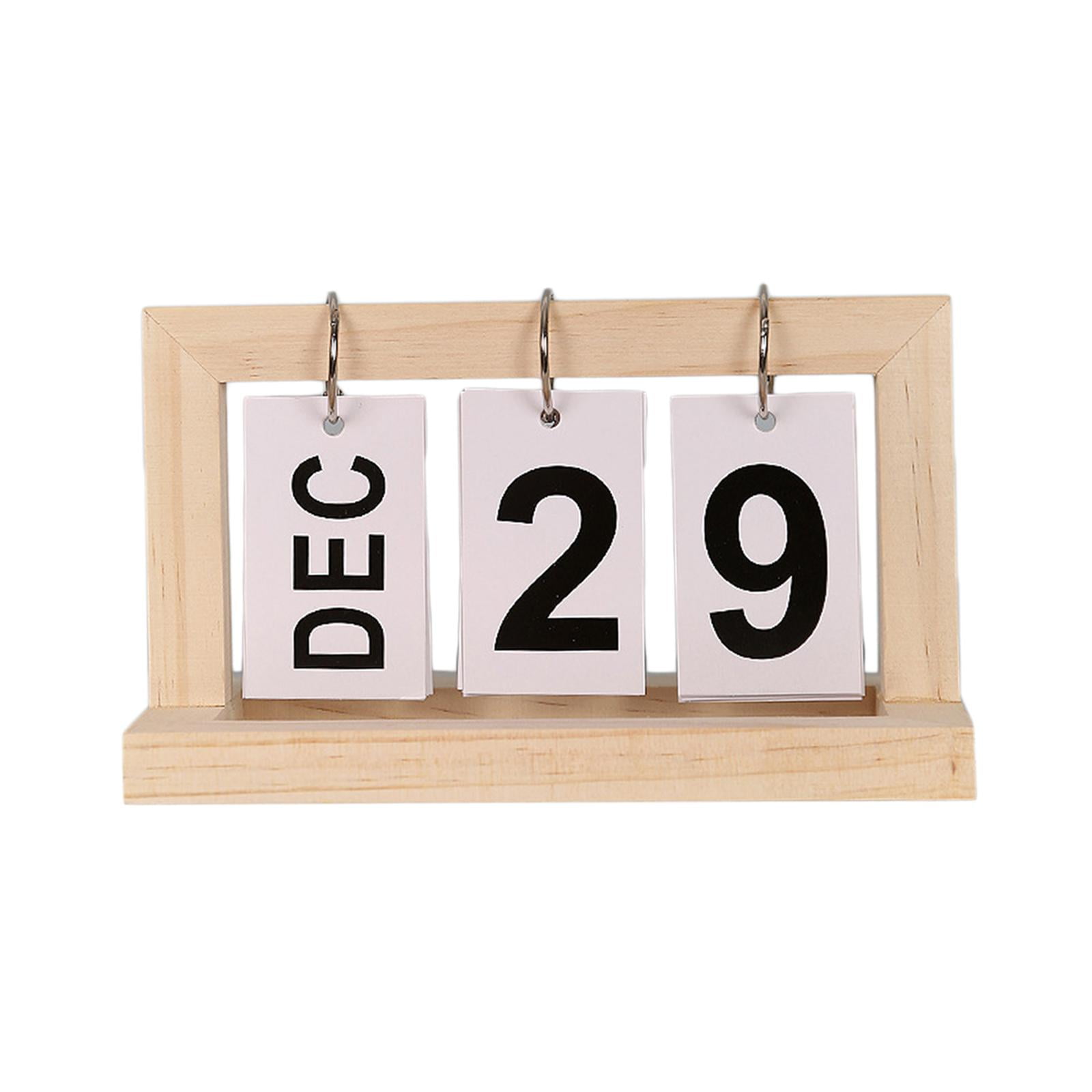 Bothyi - Calendario De Escritorio Calendario De Decoración De Escritorio Reutilizable Para Oficina, Hogar, Granja, Color Madera Clara