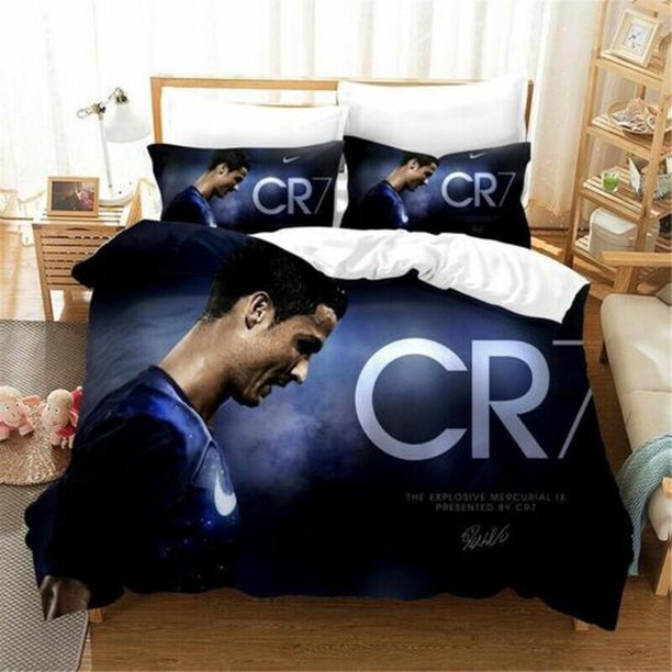 Football Players Print Quilt Duvet Cover Set Soft Bedding Bedclothes 3-Piece Bedding Set