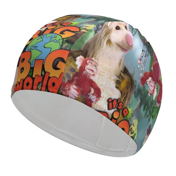 Es un mundo grande grande Gorro de Natación de Licra, Gorro de Baño de Tela Cómoda, Gorro Elástico Antideslizante para Hombres, Mujeres y Niños