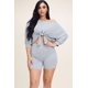 thumbnail image 4 of Conjunto de Dos Piezas de Top Holgado y Shorts con Hombros Descubiertos y Lazo en la Parte Delantera de Felpa Francesa Lisa L, 4 of 9