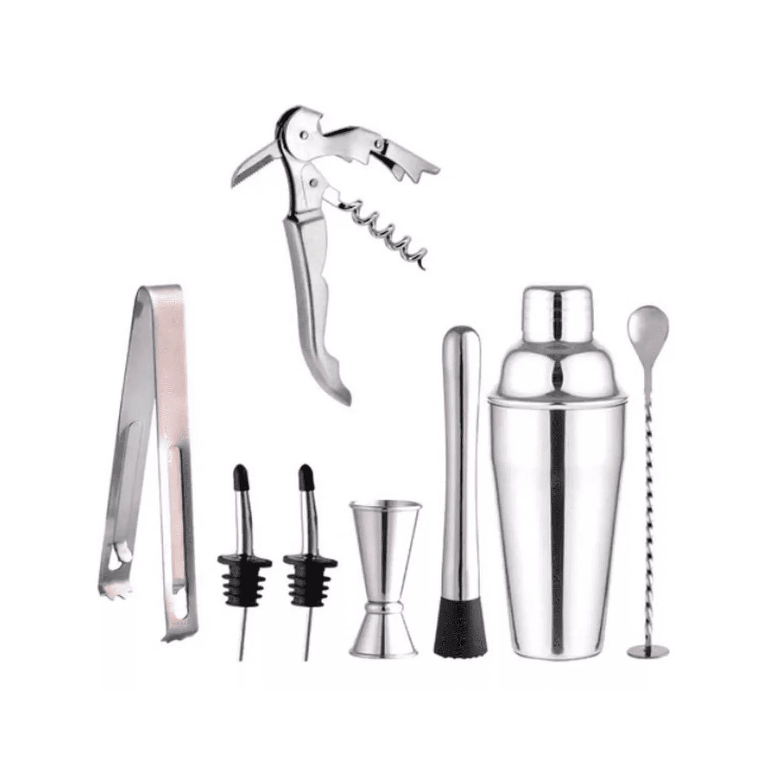 Importclick - Kit Juego Coctelera Profesional Bar 8 Piezas Acero Inoxidable
