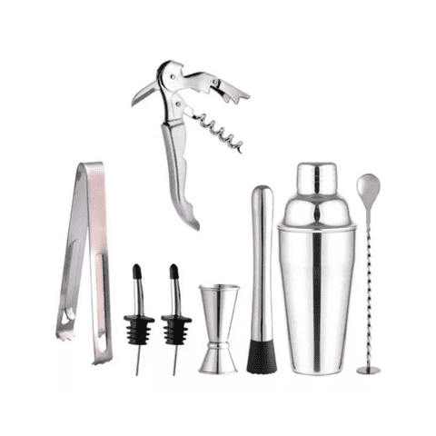 Importclick - Kit Juego Coctelera Profesional Bar 8 Piezas Acero Inoxidable