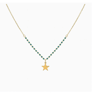 Joyas Adonis - Collar En Acero Estrella Con Mostacilla Turquesa